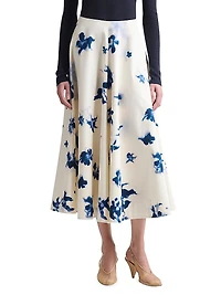 Varda Floral Stretch-Cotton Midi-Skirt