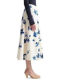Varda Floral Stretch-Cotton Midi-Skirt