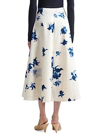 Varda Floral Stretch-Cotton Midi-Skirt