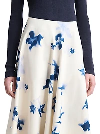 Varda Floral Stretch-Cotton Midi-Skirt