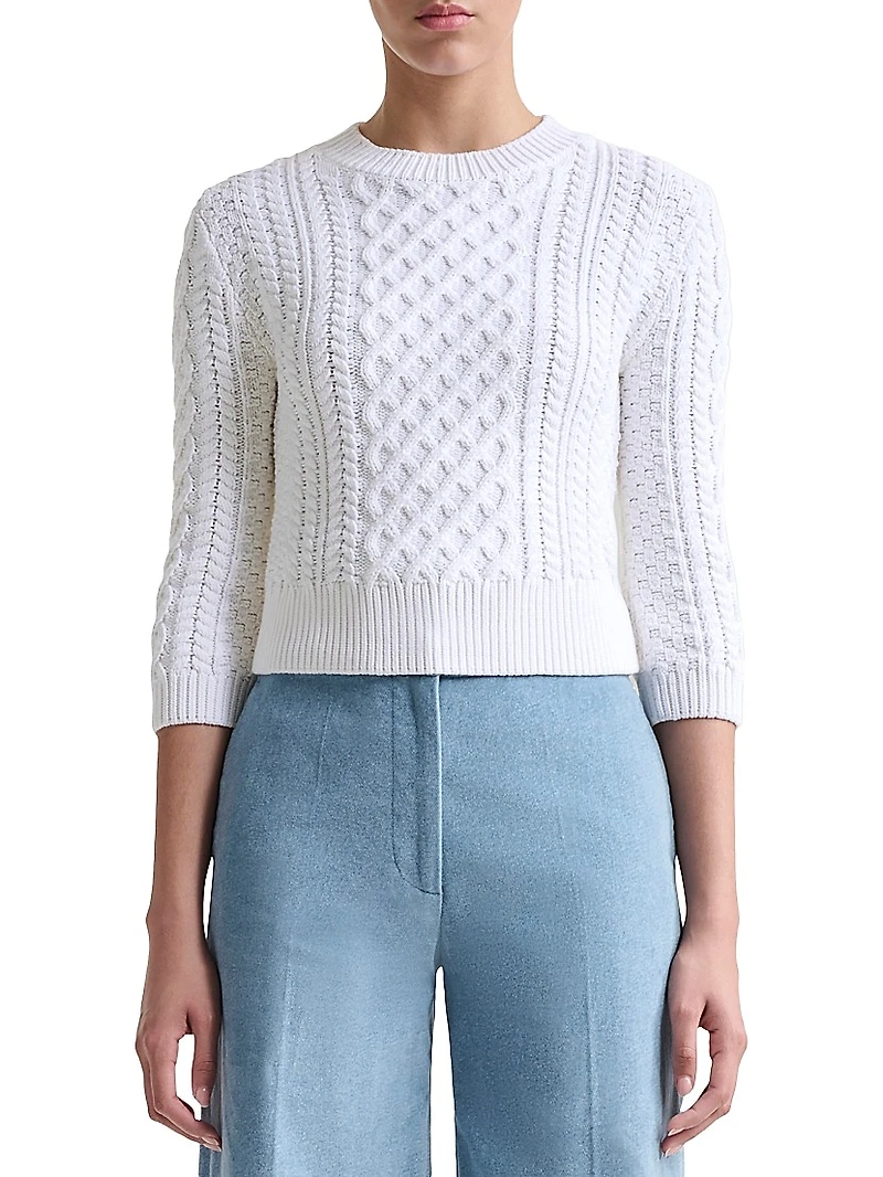 Cabbie Cable-Knit Cotton-Blend Sweater