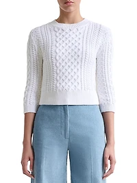 Cabbie Cable-Knit Cotton-Blend Sweater