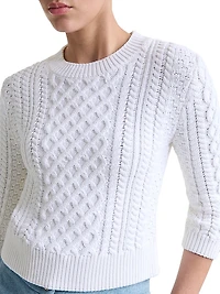 Cabbie Cable-Knit Cotton-Blend Sweater