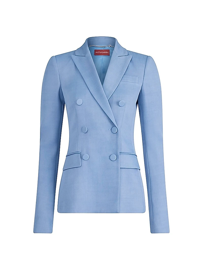 Indiana Virgin Wool Blend Double-Breasted Jacket