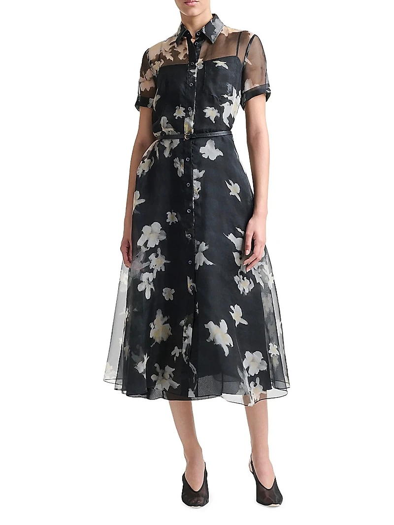Kiera Floral Silk Midi-Dress