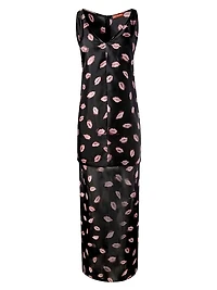Katrin Lip-Print Silk Maxi Dress