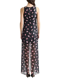Katrin Lip-Print Silk Maxi Dress