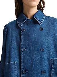 Hayden Denim Double-Breasted Crop Jacket