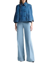 Hayden Denim Double-Breasted Crop Jacket