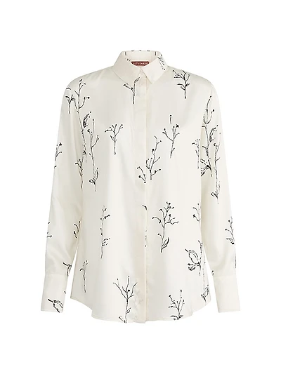 Chika Botanical-Print Silk Shirt