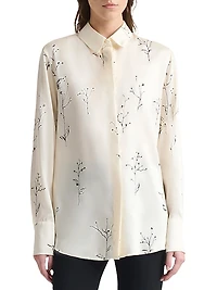 Chika Botanical-Print Silk Shirt