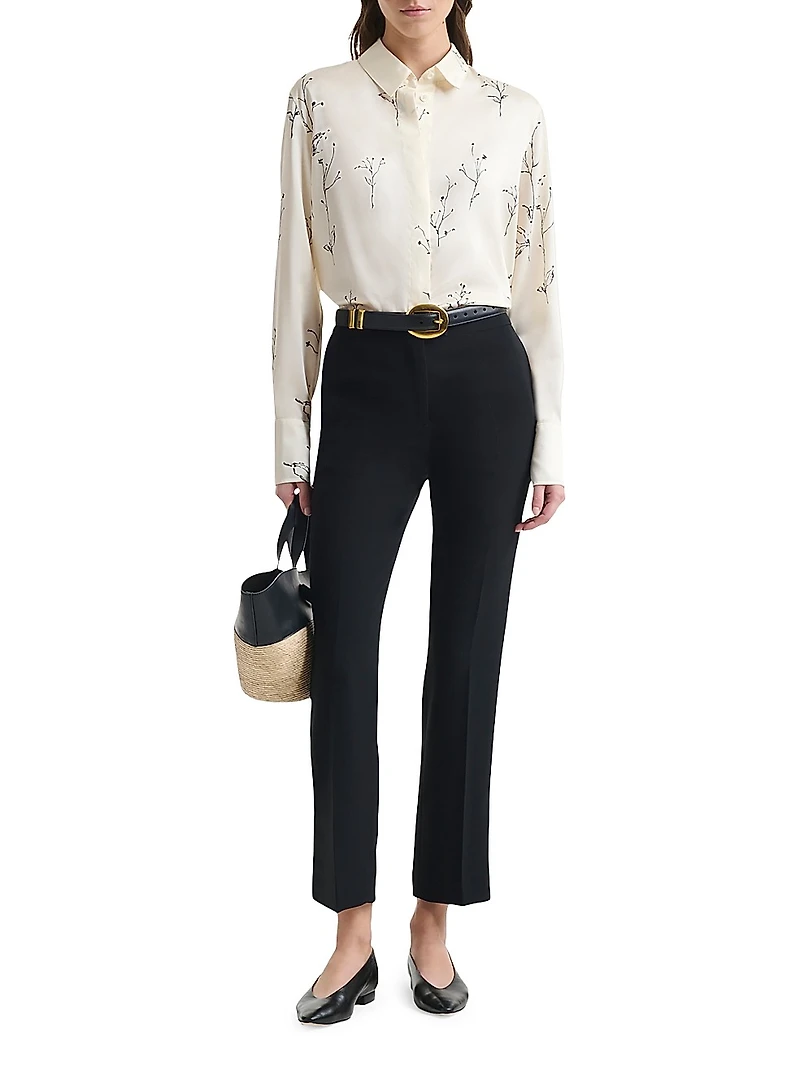 Chika Botanical-Print Silk Shirt