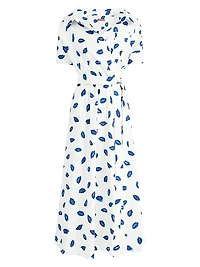 Lydia Lip-Print Stretch-Cotton Midi-Dress