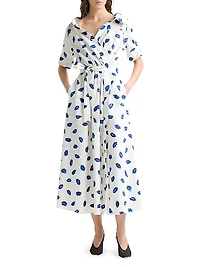 Lydia Lip-Print Stretch-Cotton Midi-Dress