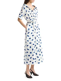 Lydia Lip-Print Stretch-Cotton Midi-Dress