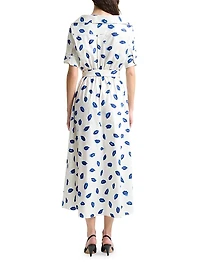 Lydia Lip-Print Stretch-Cotton Midi-Dress