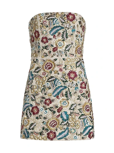 Velia Embellished Linen Bandeau Minidress