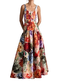 Diana Floral Drop Waist Maxi Dress