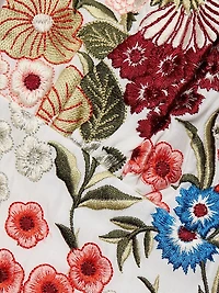 Evelina Floral-Embroidered Cotton-Silk Crop Top