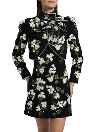 Addison Floral Appliqué Cropped Jacket