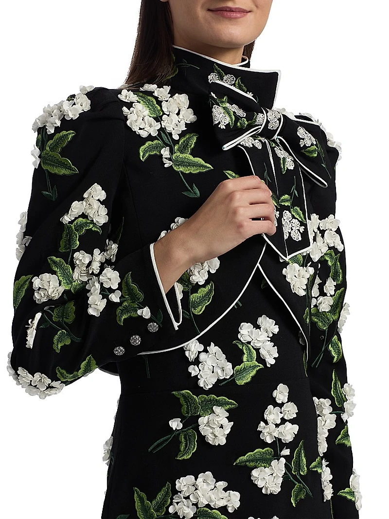 Addison Floral Appliqué Cropped Jacket