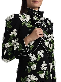 Addison Floral Appliqué Cropped Jacket