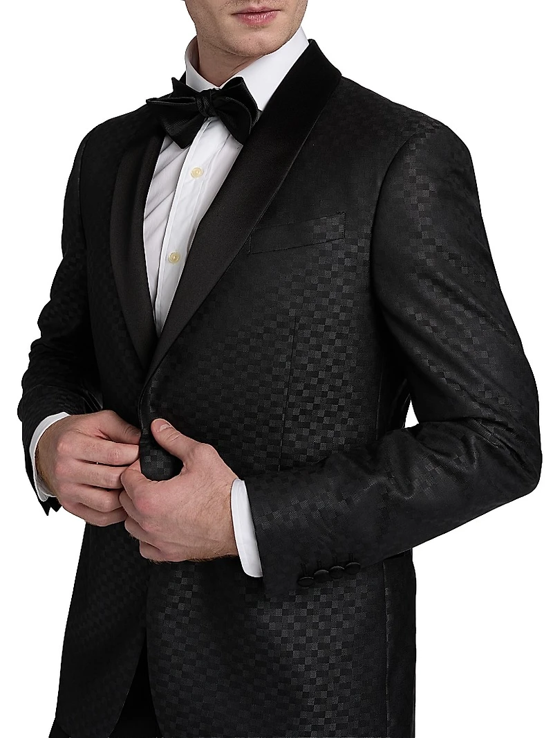 Tonal Check Virgin Wool-Silk Dinner Jacket