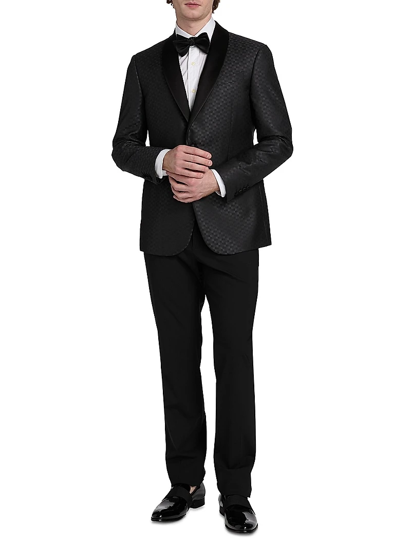 Tonal Check Virgin Wool-Silk Dinner Jacket