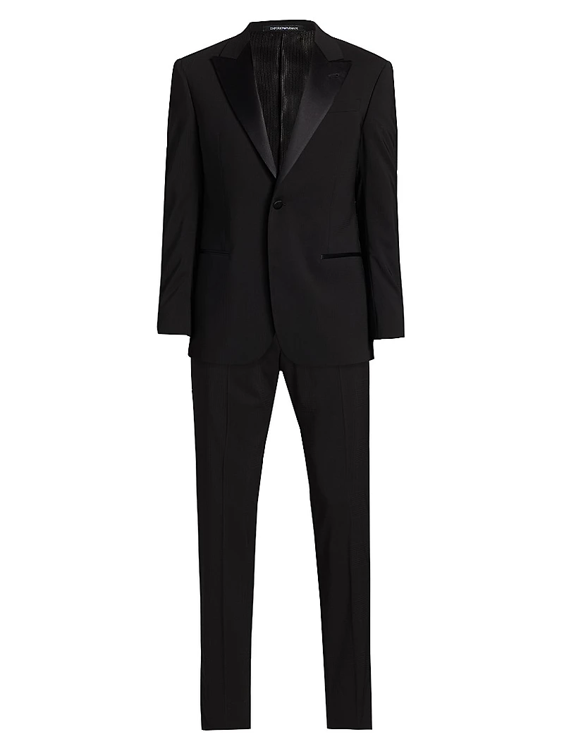 Satin-Lapel Wool Tuxedo