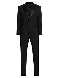 Satin-Lapel Wool Tuxedo