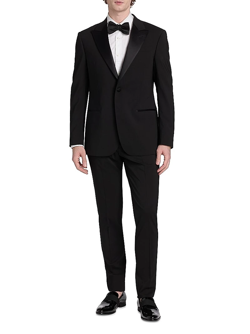 Satin-Lapel Wool Tuxedo