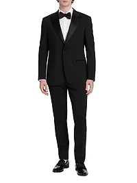 Satin-Lapel Wool Tuxedo