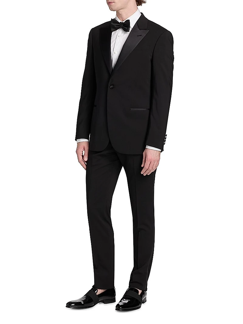 Satin-Lapel Wool Tuxedo