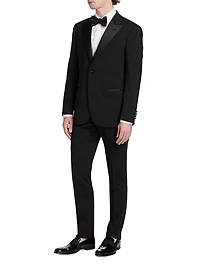 Satin-Lapel Wool Tuxedo