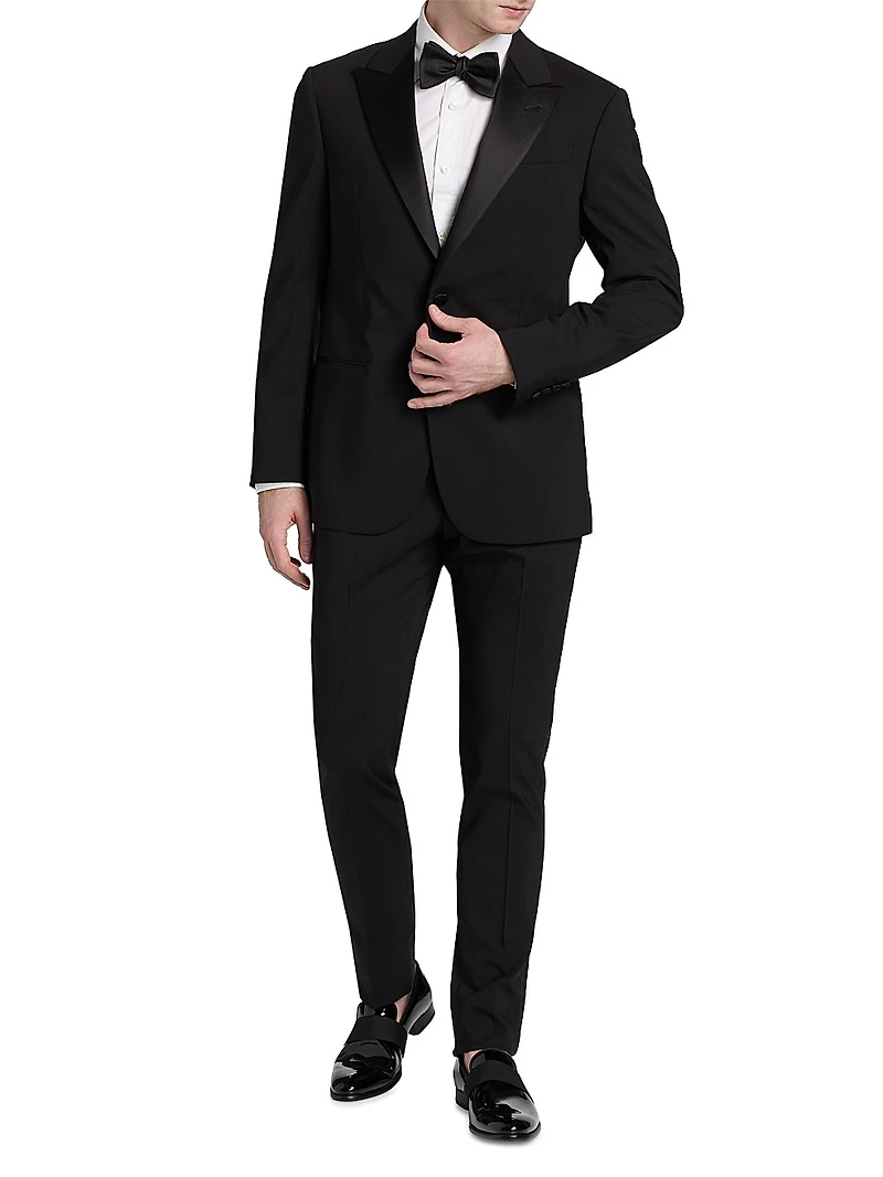 Satin-Lapel Wool Tuxedo