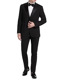 Satin-Lapel Wool Tuxedo