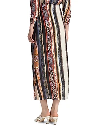 Lennon Sabrina Printed Crepe Midi-Skirt