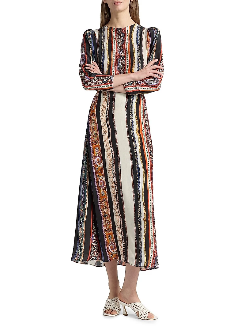 Lennon Sabrina Printed Crepe Midi-Skirt