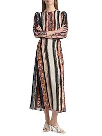 Lennon Sabrina Printed Crepe Midi-Skirt