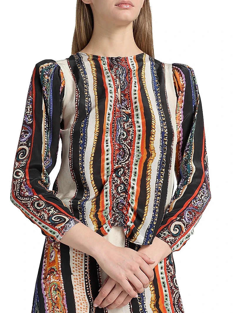 Lennon Paula Printed Crepe Top