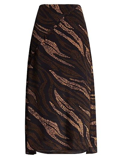 Bowie Mara Printed Crepe A-Line Midi-Skirt