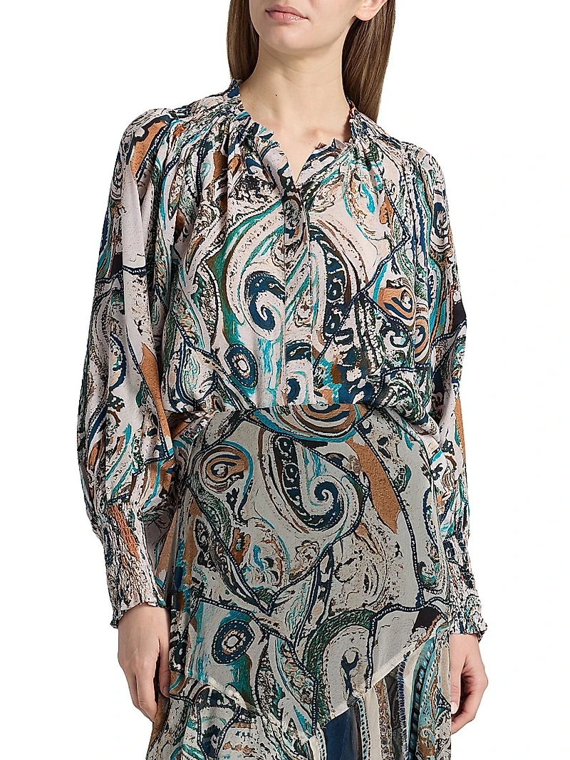 Frank Julieta Printed Silk Blouse