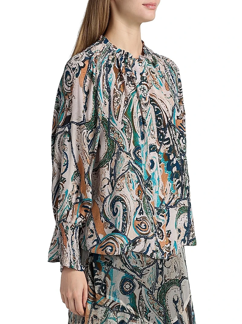 Frank Julieta Printed Silk Blouse