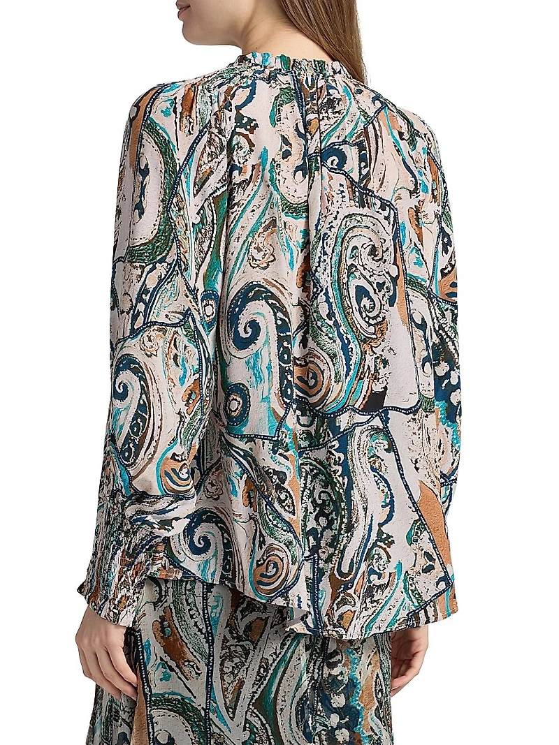 Frank Julieta Printed Silk Blouse