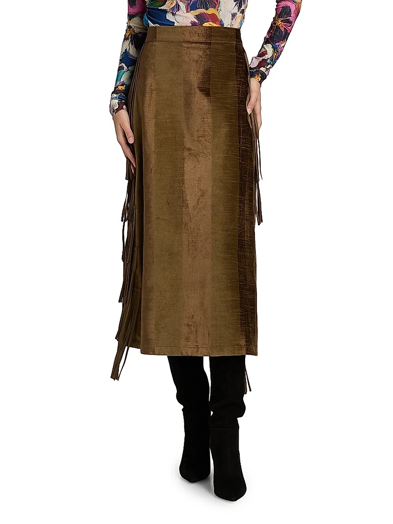 Kurt Sage Fringed Midi-Skirt