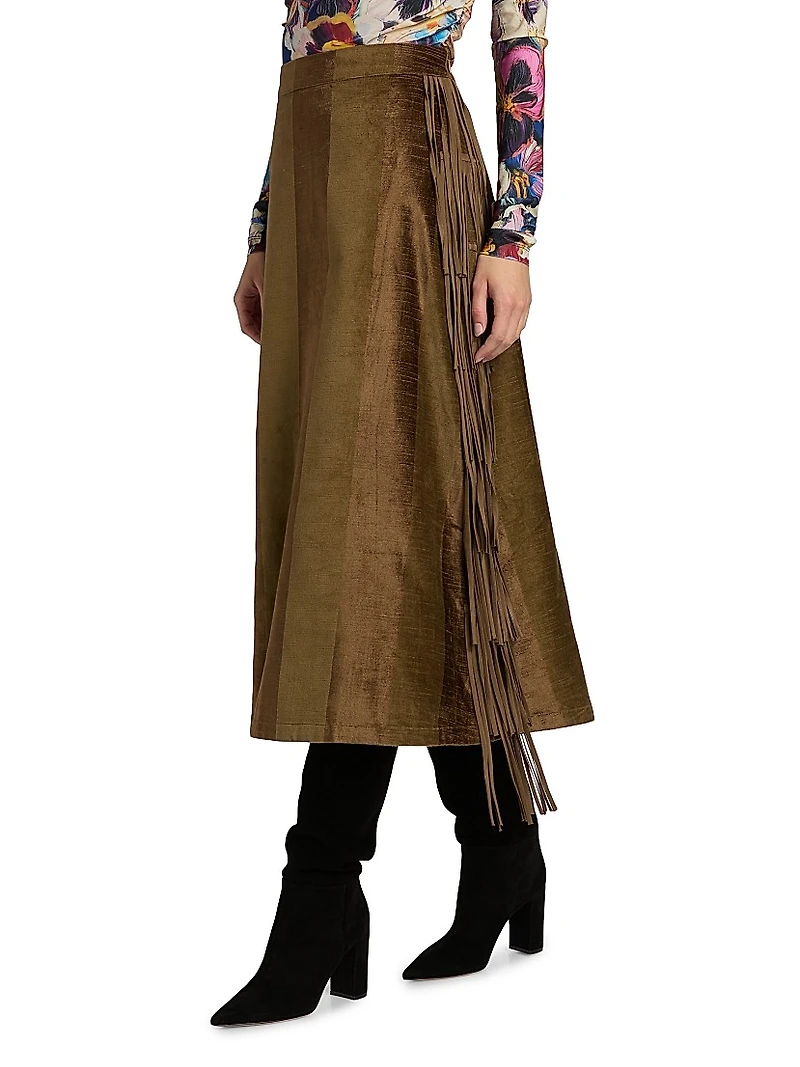 Kurt Sage Fringed Midi-Skirt