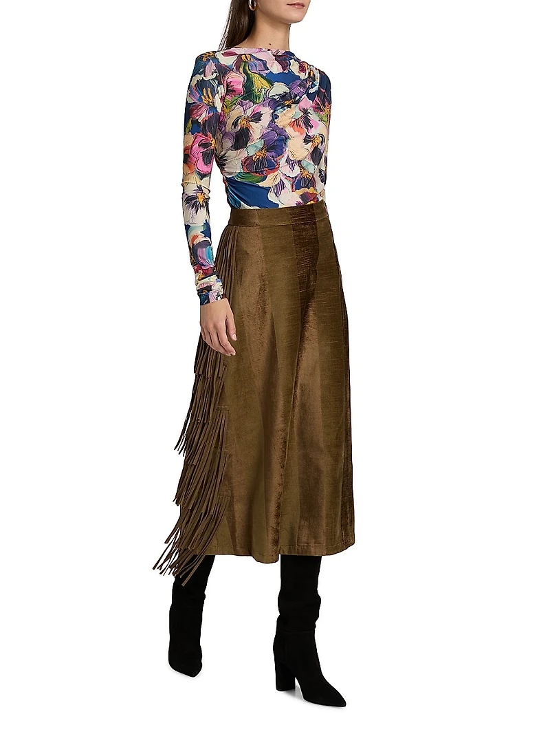 Kurt Sage Fringed Midi-Skirt