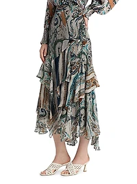 Daryl Callie Printed Crinkle Chiffon Midi-Skirt