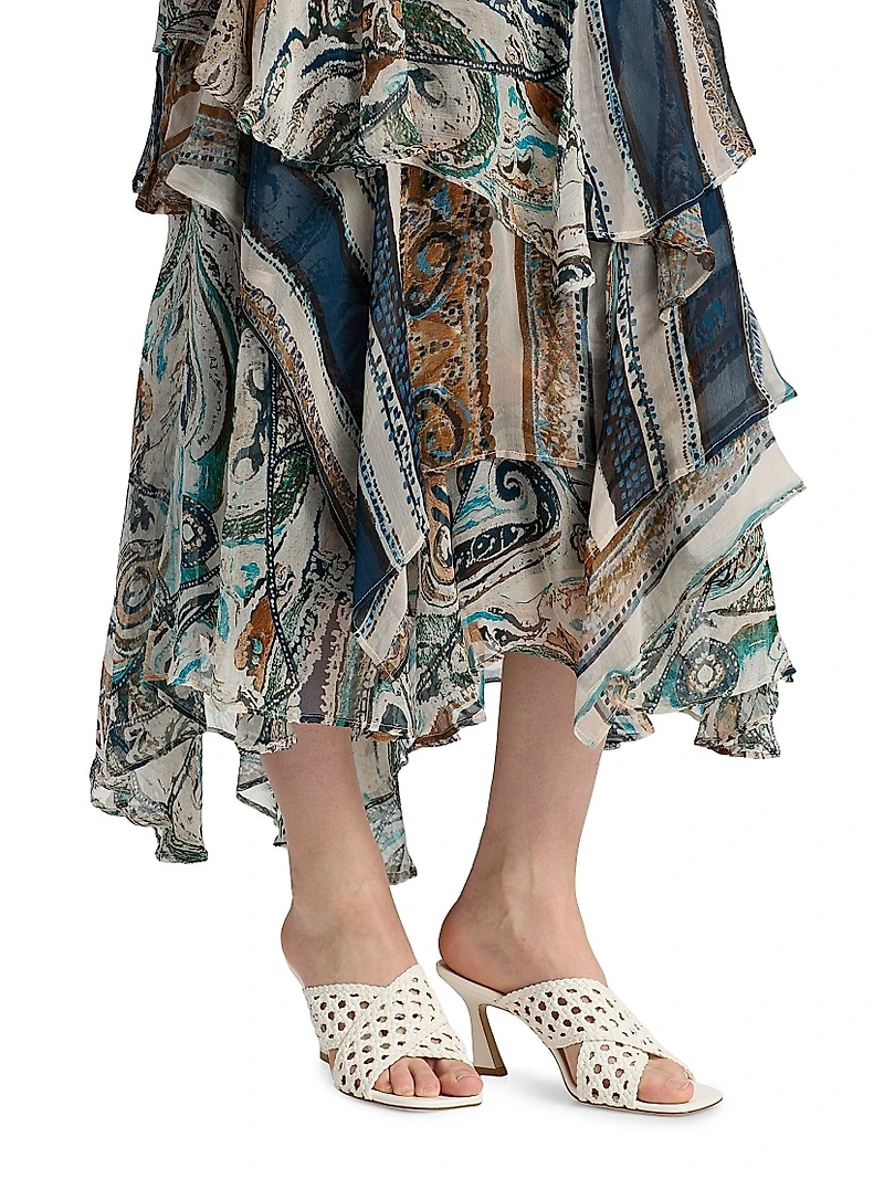 Daryl Callie Printed Crinkle Chiffon Midi-Skirt