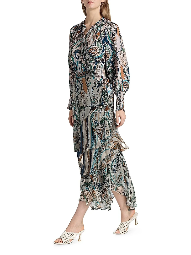 Daryl Callie Printed Crinkle Chiffon Midi-Skirt